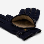 Fabrizio (navy blue) - Tweed men's gloves with touchscreen capability and adjustable snap button - Che Cose Belle
