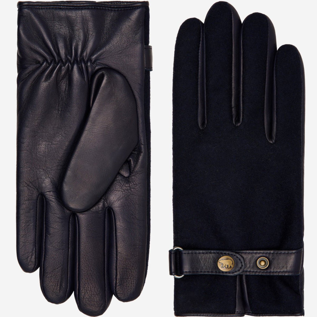 Fabrizio (navy blue) - Tweed men's gloves with touchscreen capability and adjustable snap button - Che Cose Belle