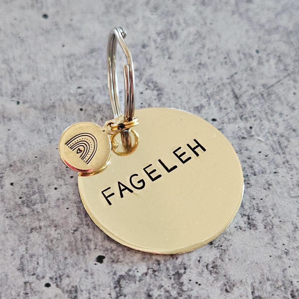 Fageleh Hand Stamped Brass Keychain for LGBTQ - Che Cose Belle