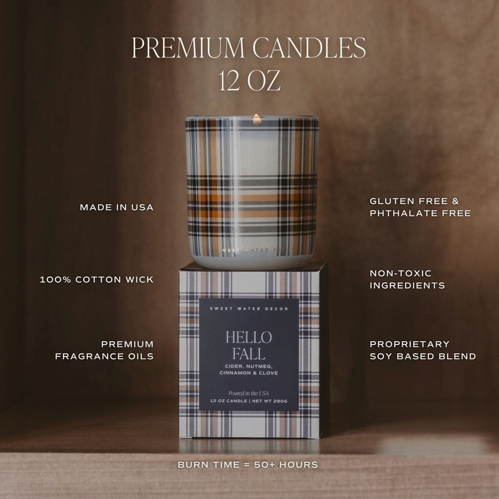 Fall Leaves Soy Candle - Boxed Amber Tinted Glass Jar - 12 oz - Che Cose Belle