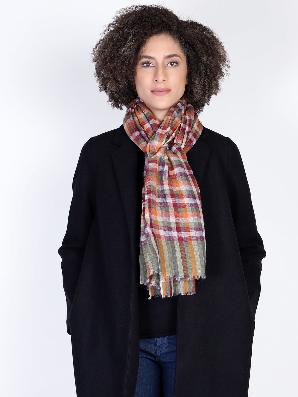 Fall Spice Plaid Scarf - Green Orange - Che Cose Belle