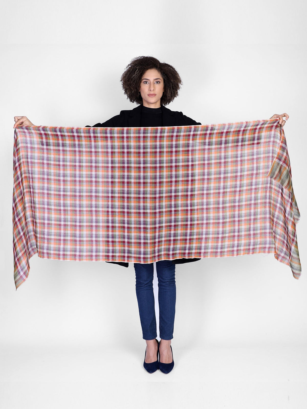 Fall Spice Plaid Scarf - Green Orange - Che Cose Belle