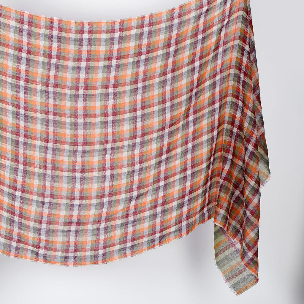 Fall Spice Plaid Scarf - Green Orange - Che Cose Belle