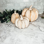Farmhouse Wooden Pumpkin Trio Rustic Handcrafted Fall Decor Set