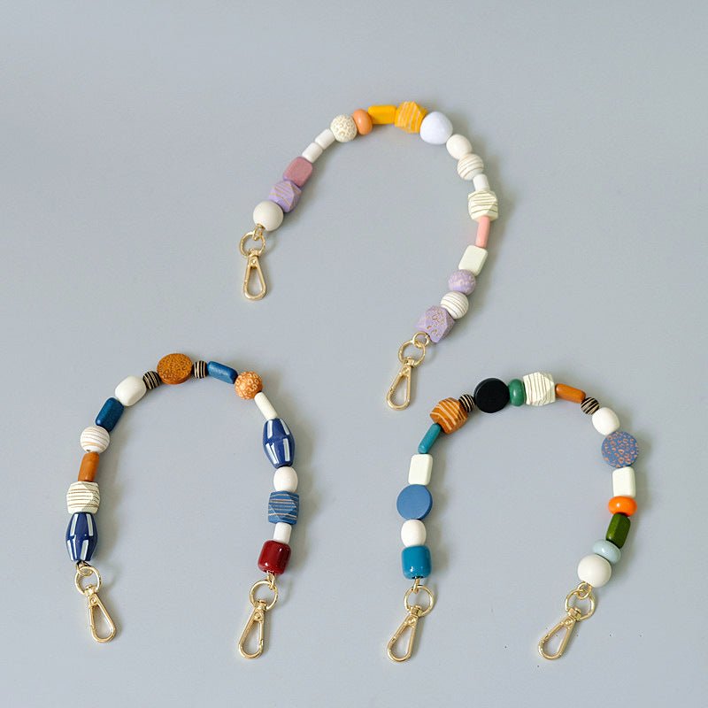 Fashionable Colorful Retro Handmade Wooden Chain Short Handbag Carrying Chain - Che Cose Belle