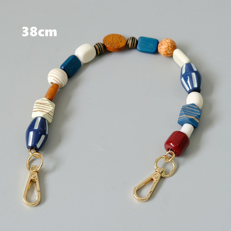 Fashionable Colorful Retro Handmade Wooden Chain Short Handbag Carrying Chain - Che Cose Belle