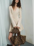 Fashionable Rivet-Embellished Commuter Handbag In A Punk Style - Che Cose Belle