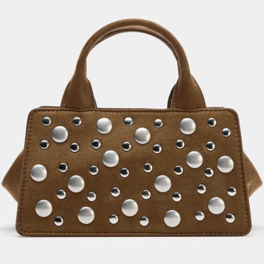Fashionable Rivet-Embellished Commuter Handbag In A Punk Style - Che Cose Belle