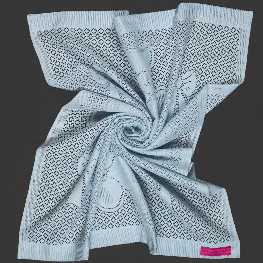 Southampton Home Lace Weave Bunny Baby Blanket ~ Blue ~