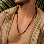 Fearless Spirit - 3 Symbol Tiger's Eye Onyx Necklace - Che Cose Belle