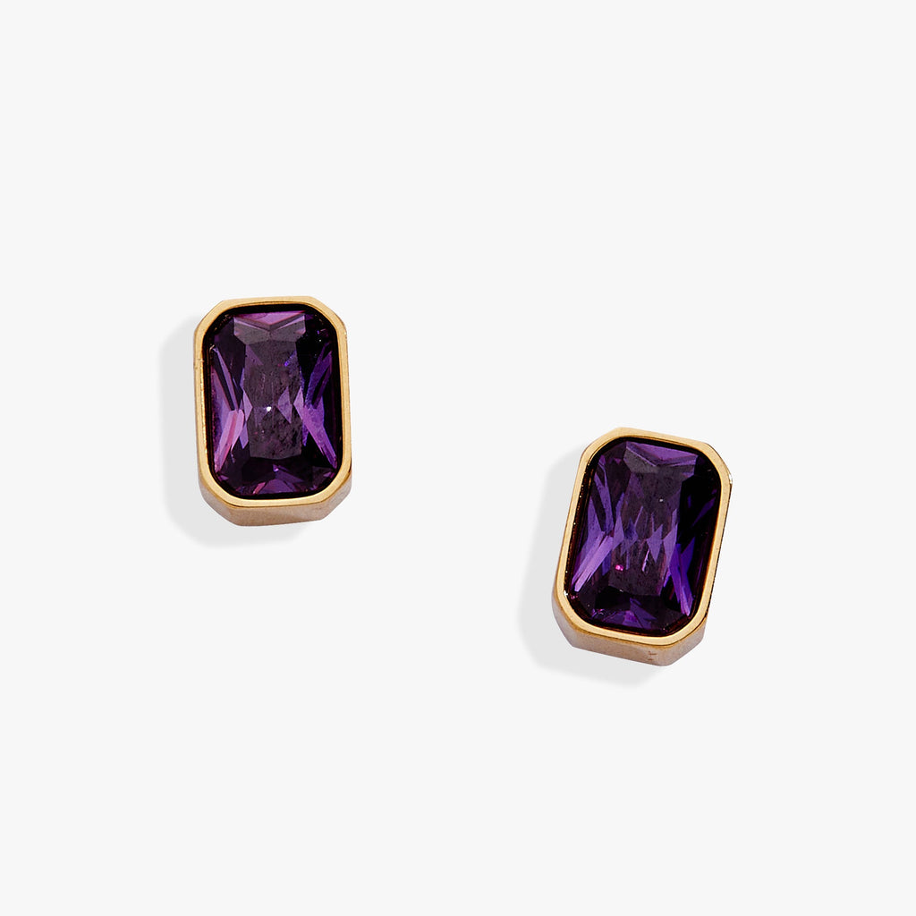 February Emerald - Cut Birthstone Stud Earrings - Che Cose Belle