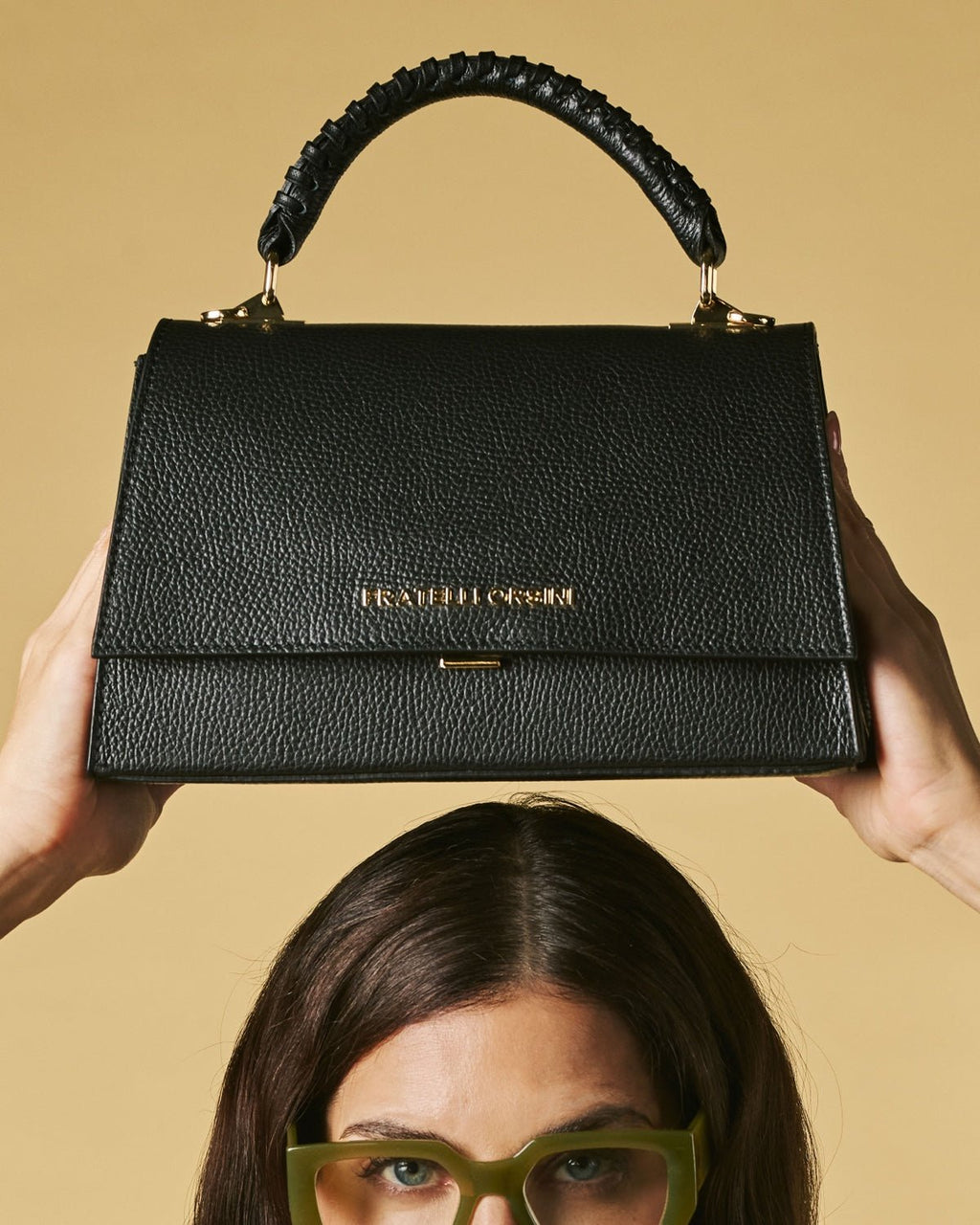Federica (black) - Italian calf leather women's crossbody bag (with shoulder strap) - Che Cose Belle