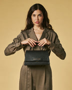 Federica (black) - Italian calf leather women's crossbody bag (with shoulder strap) - Che Cose Belle