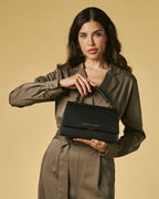 Federica (black) - Italian calf leather women's crossbody bag (with shoulder strap) - Che Cose Belle