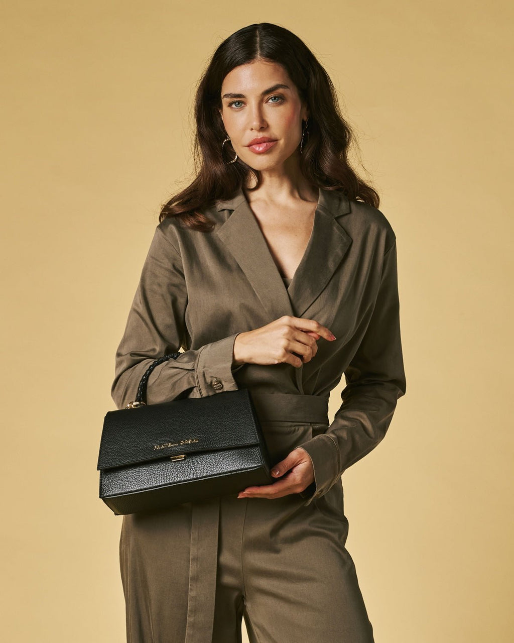 Federica (black) - Italian calf leather women's crossbody bag (with shoulder strap) - Che Cose Belle