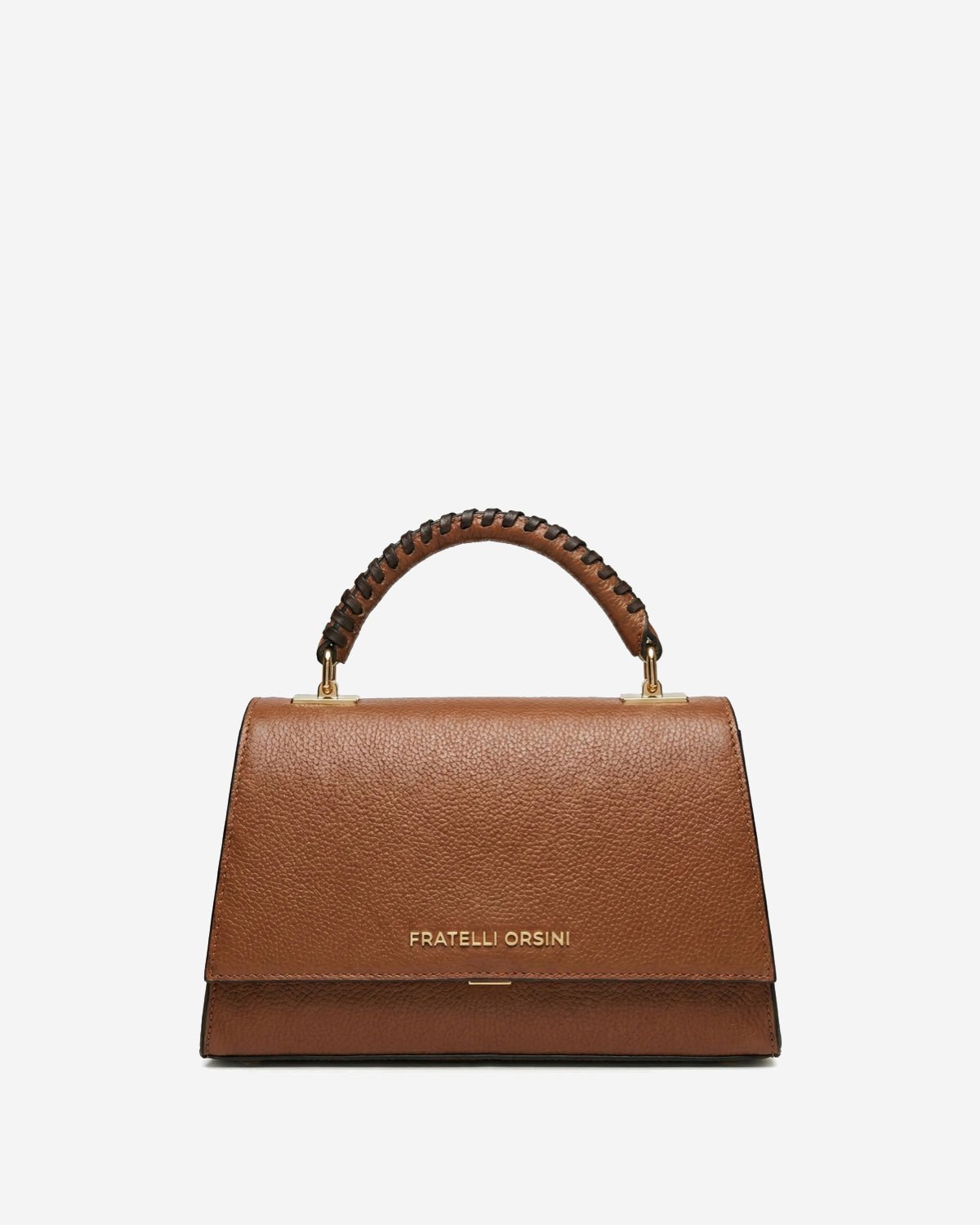 Federica (cognac) - Italian calf leather women's crossbody bag (with shoulder strap) - Che Cose Belle