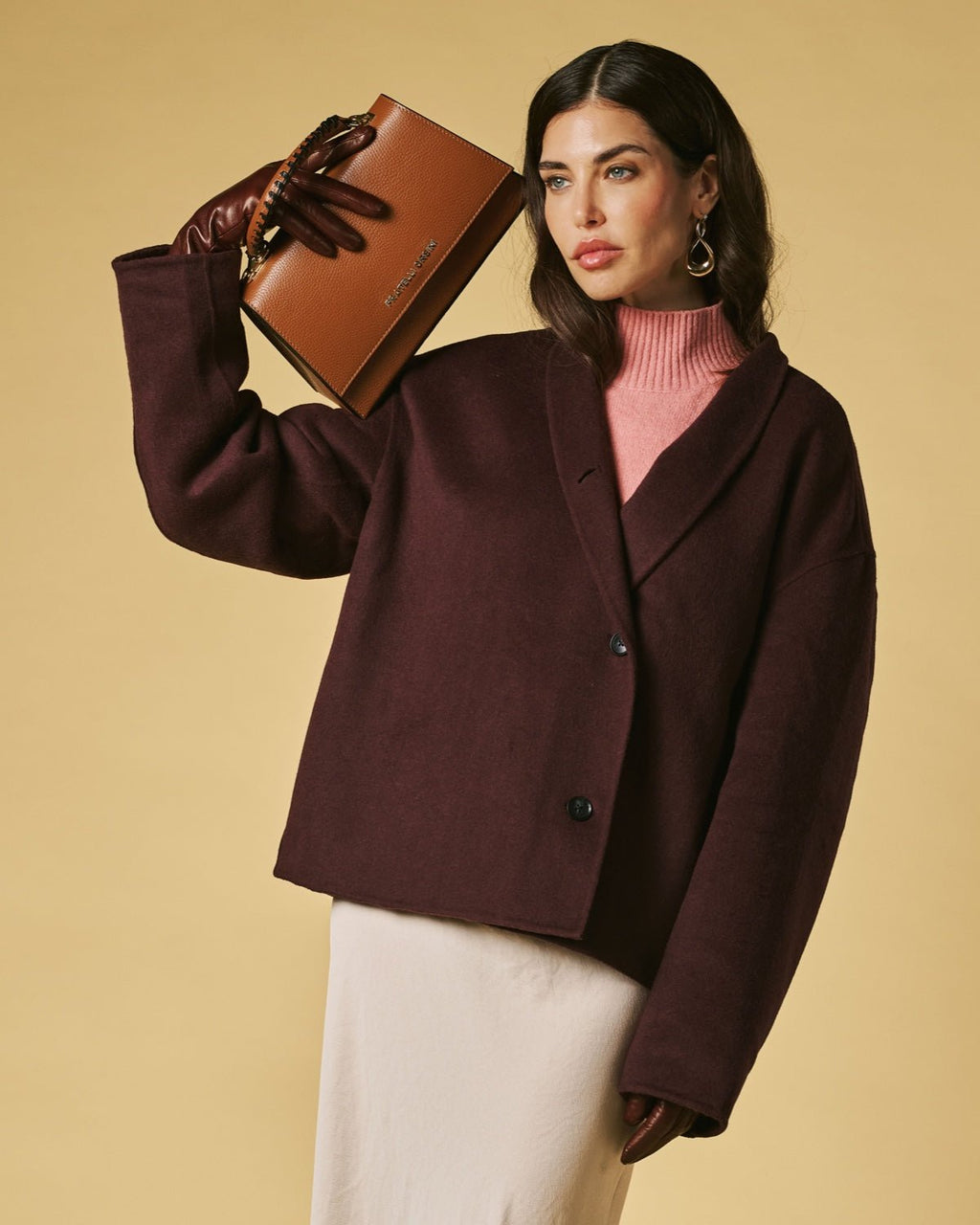 Federica (cognac) - Italian calf leather women's crossbody bag (with shoulder strap) - Che Cose Belle