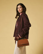 Federica (cognac) - Italian calf leather women's crossbody bag (with shoulder strap) - Che Cose Belle