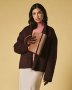 Federica (cognac) - Italian calf leather women's crossbody bag (with shoulder strap) - Che Cose Belle