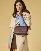 Federica (eggplant) - Italian calf leather women's crossbody bag (with shoulder strap) - Che Cose Belle