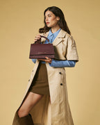Federica (eggplant) - Italian calf leather women's crossbody bag (with shoulder strap) - Che Cose Belle