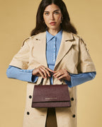 Federica (eggplant) - Italian calf leather women's crossbody bag (with shoulder strap) - Che Cose Belle
