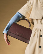 Federica (eggplant) - Italian calf leather women's crossbody bag (with shoulder strap) - Che Cose Belle