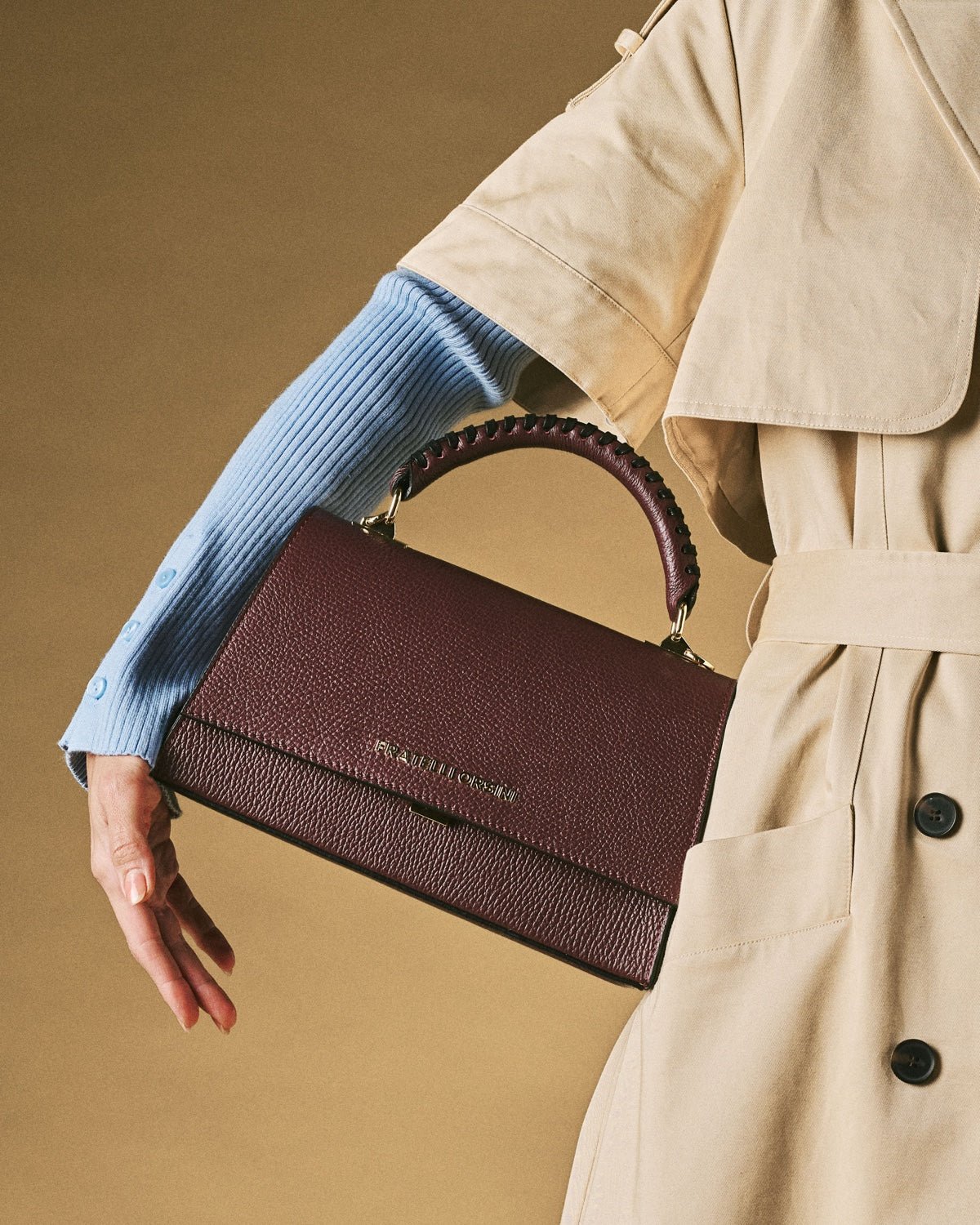 Federica (eggplant) - Italian calf leather women's crossbody bag (with shoulder strap) - Che Cose Belle