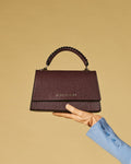 Federica (eggplant) - Italian calf leather women's crossbody bag (with shoulder strap) - Che Cose Belle