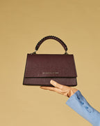 Federica (eggplant) - Italian calf leather women's crossbody bag (with shoulder strap) - Che Cose Belle