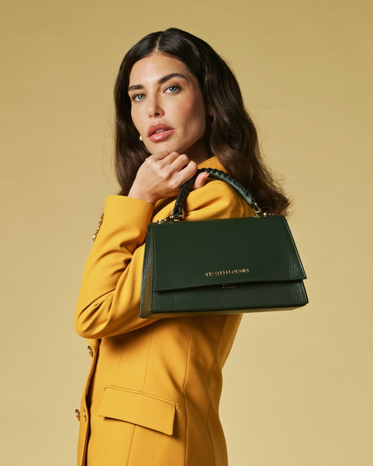 Federica (green) - Italian calf leather women's crossbody bag (with shoulder strap) - Che Cose Belle