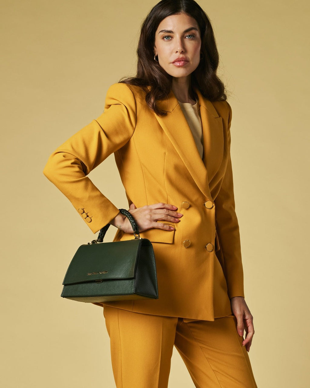Federica (green) - Italian calf leather women's crossbody bag (with shoulder strap) - Che Cose Belle