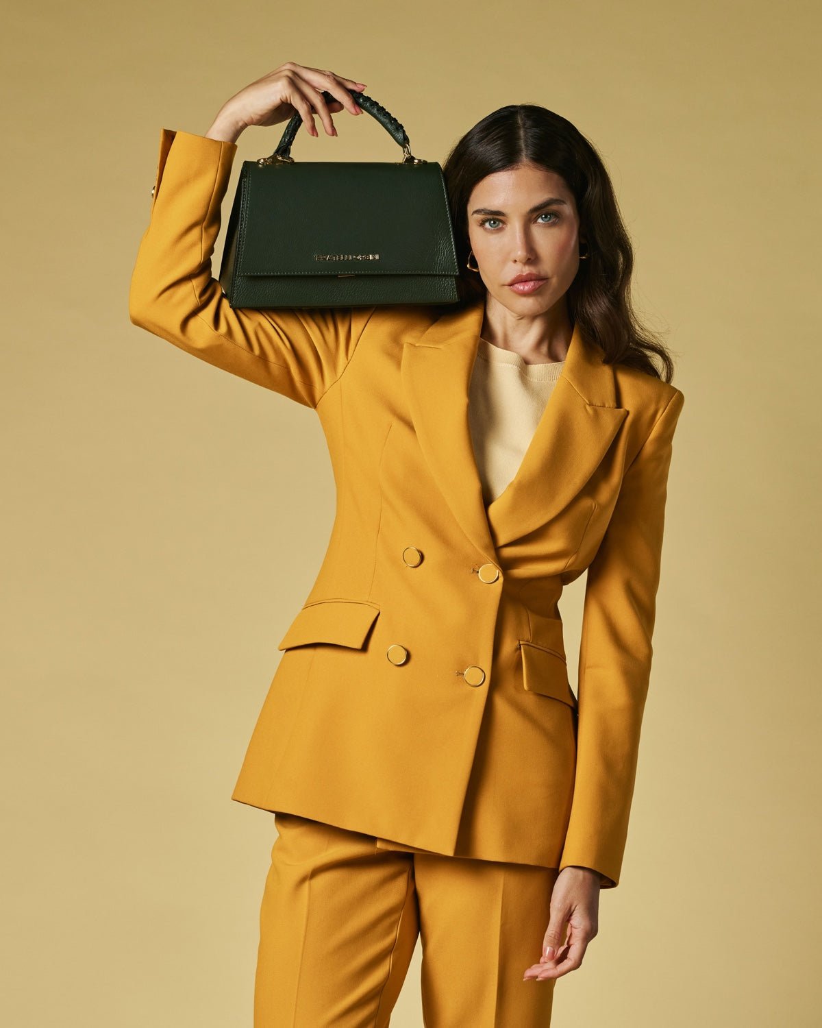 Federica (green) - Italian calf leather women's crossbody bag (with shoulder strap) - Che Cose Belle