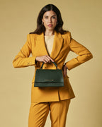 Federica (green) - Italian calf leather women's crossbody bag (with shoulder strap) - Che Cose Belle