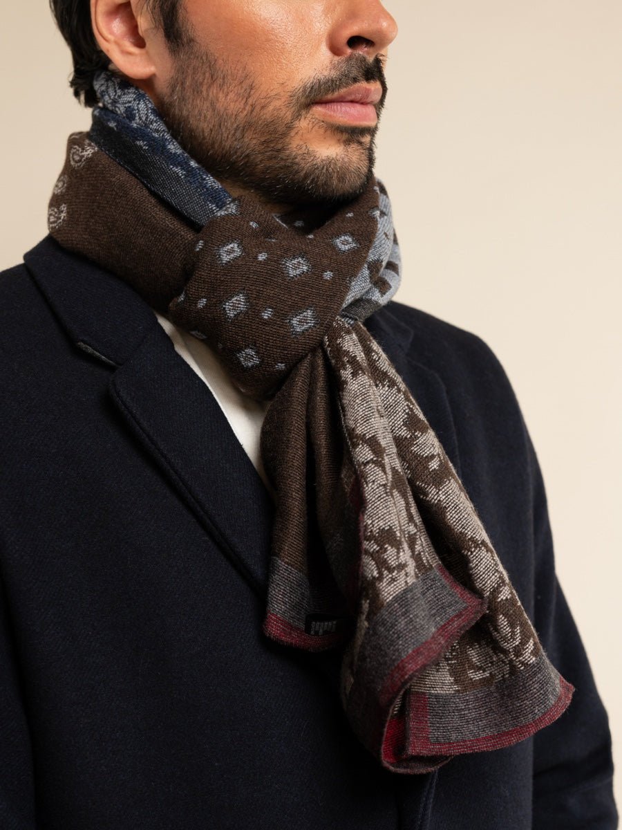 Federico (red/blue) - Warm and soft Italian scarf from wool blend - Che Cose Belle