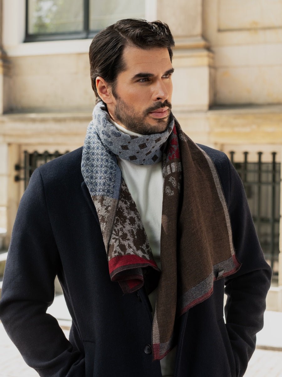 Federico (red/blue) - Warm and soft Italian scarf from wool blend - Che Cose Belle