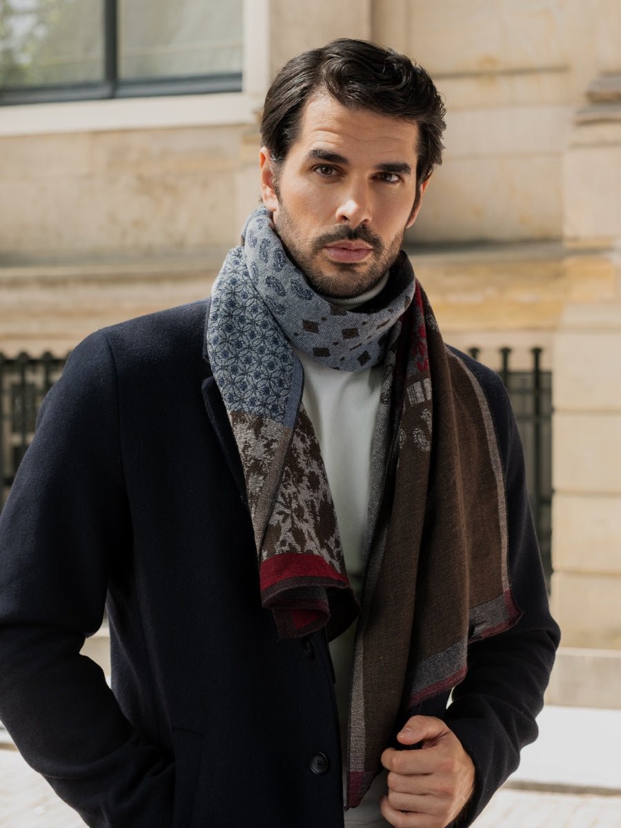 Federico (red/blue) - Warm and soft Italian scarf from wool blend - Che Cose Belle