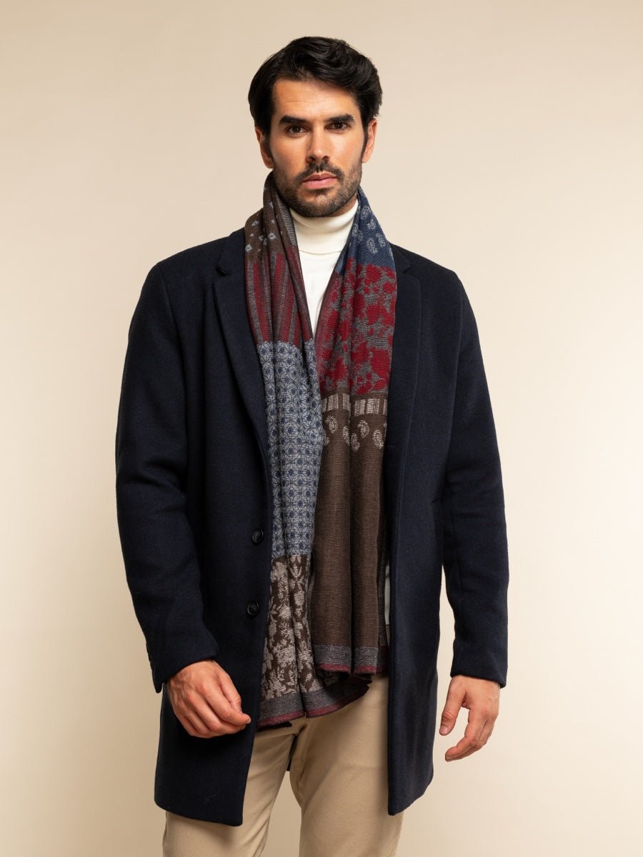Federico (red/blue) - Warm and soft Italian scarf from wool blend - Che Cose Belle
