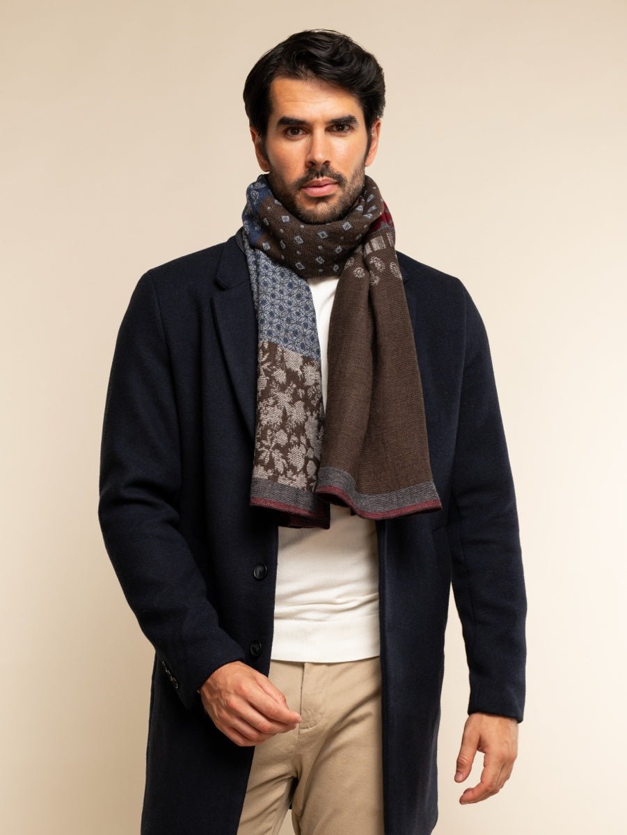 Federico (red/blue) - Warm and soft Italian scarf from wool blend - Che Cose Belle