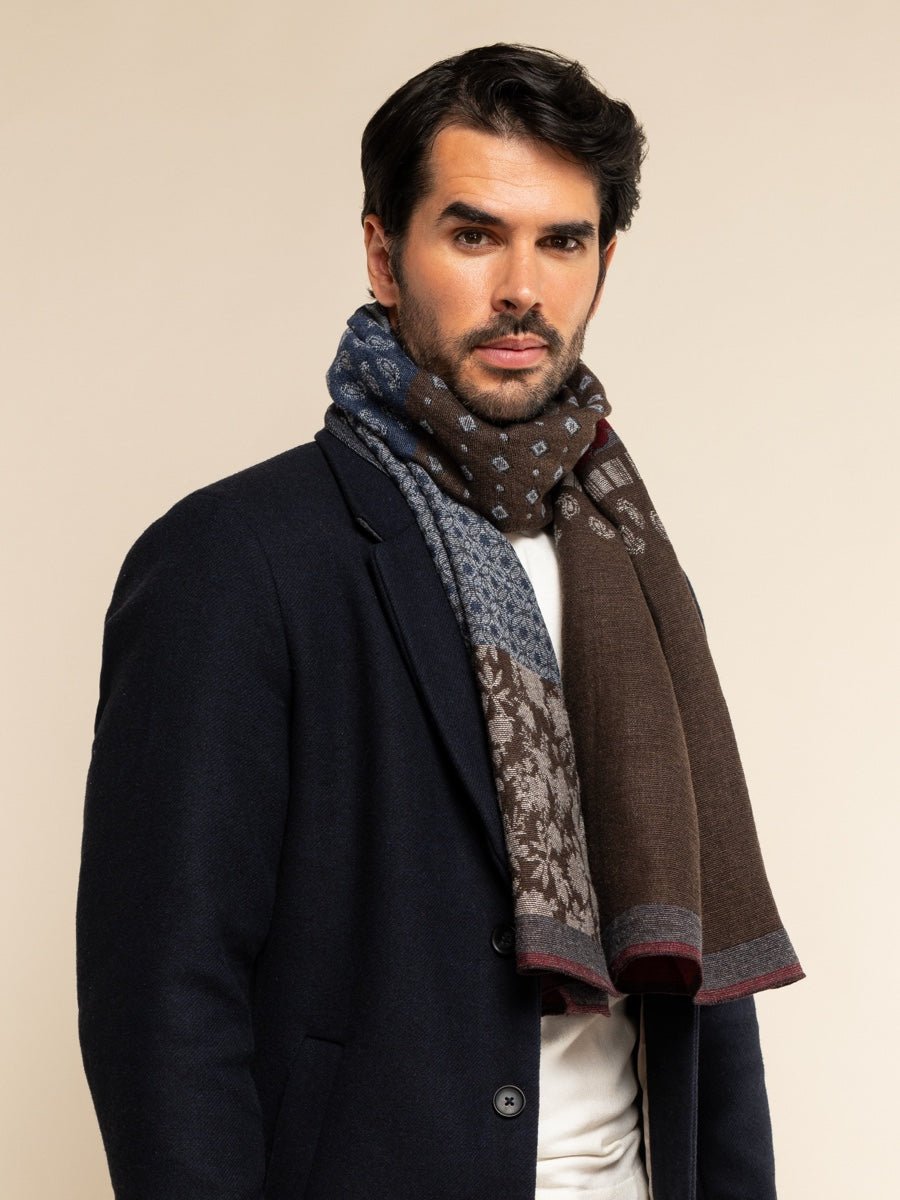 Federico (red/blue) - Warm and soft Italian scarf from wool blend - Che Cose Belle