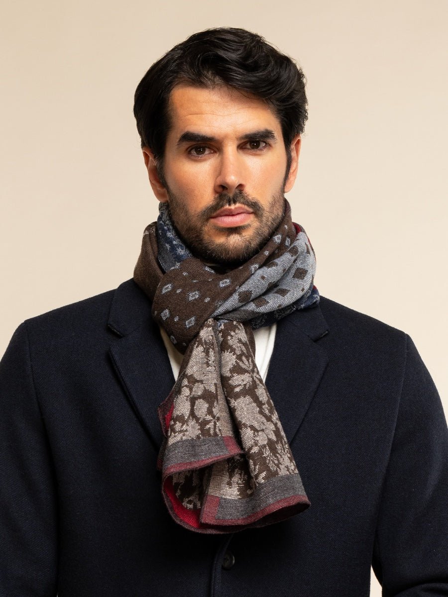 Federico (red/blue) - Warm and soft Italian scarf from wool blend - Che Cose Belle