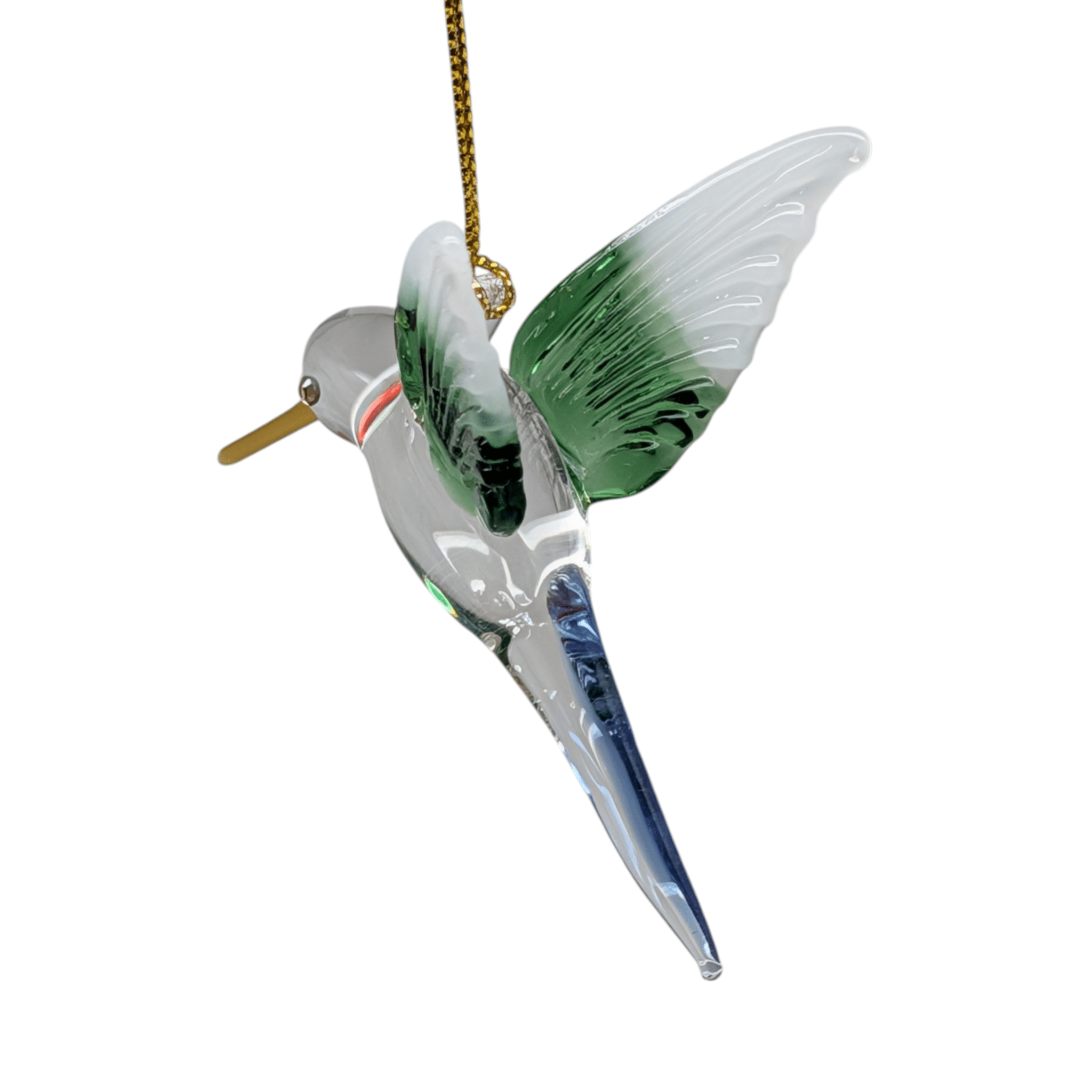 Feeding Hummingbird - Green Wing - Egyptian Glass Ornament - Che Cose Belle