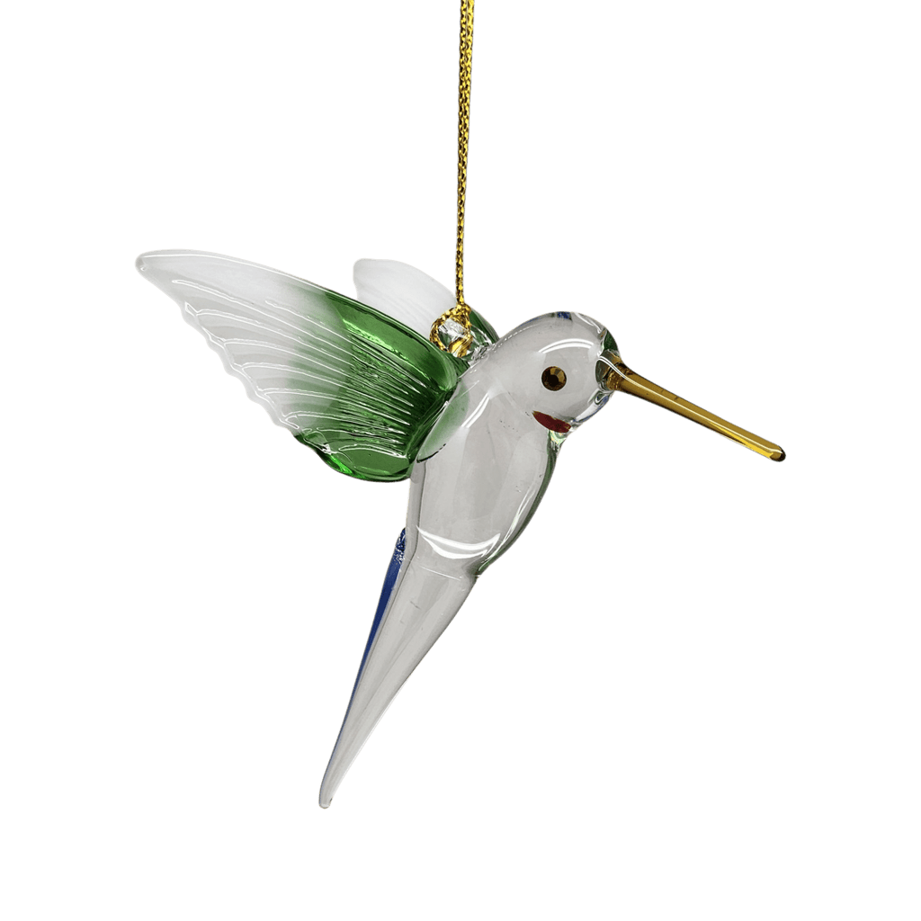Feeding Hummingbird - Green Wing - Egyptian Glass Ornament - Che Cose Belle