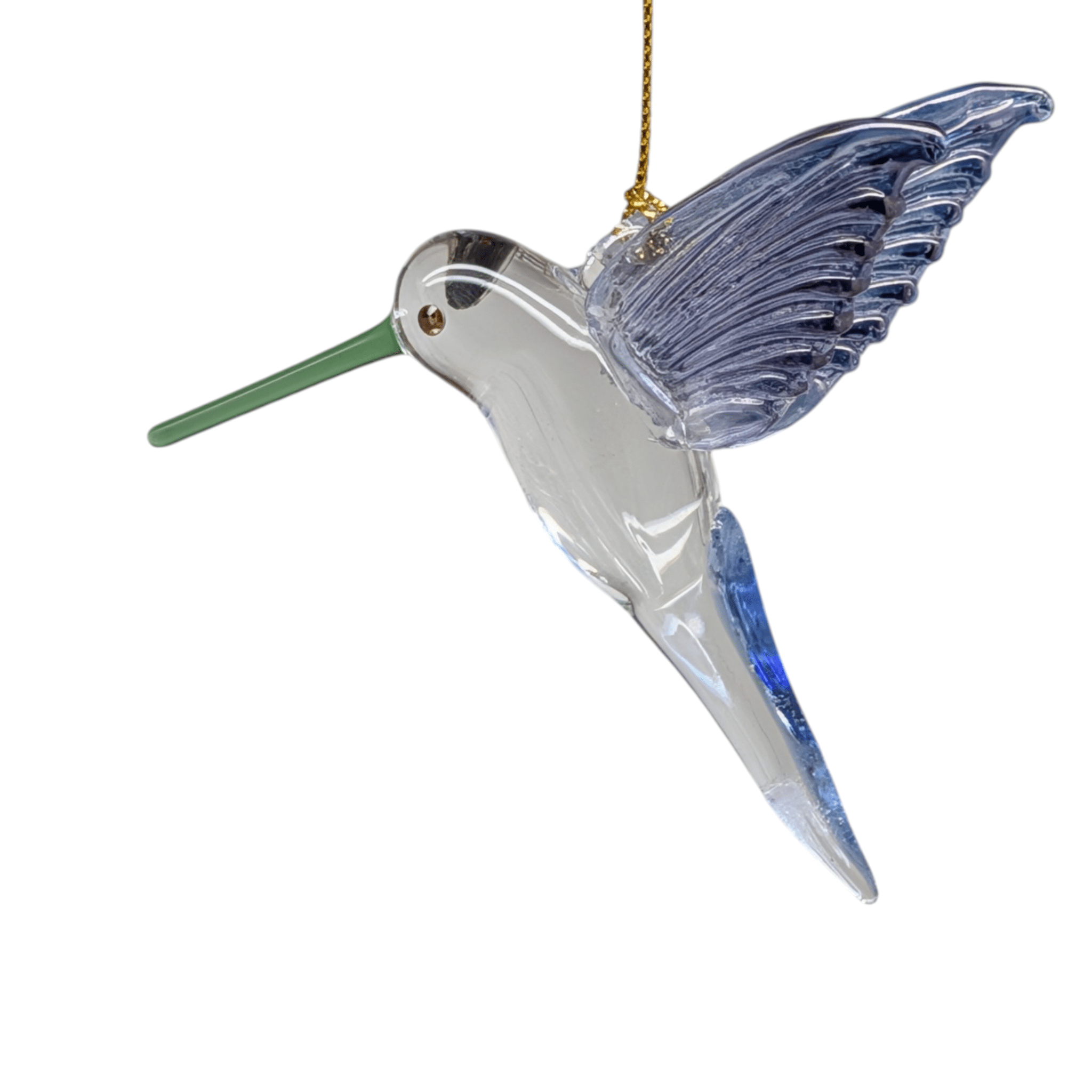 Feeding Hummingbird - Midsummer Blue - Egyptian Glass Ornament - Che Cose Belle