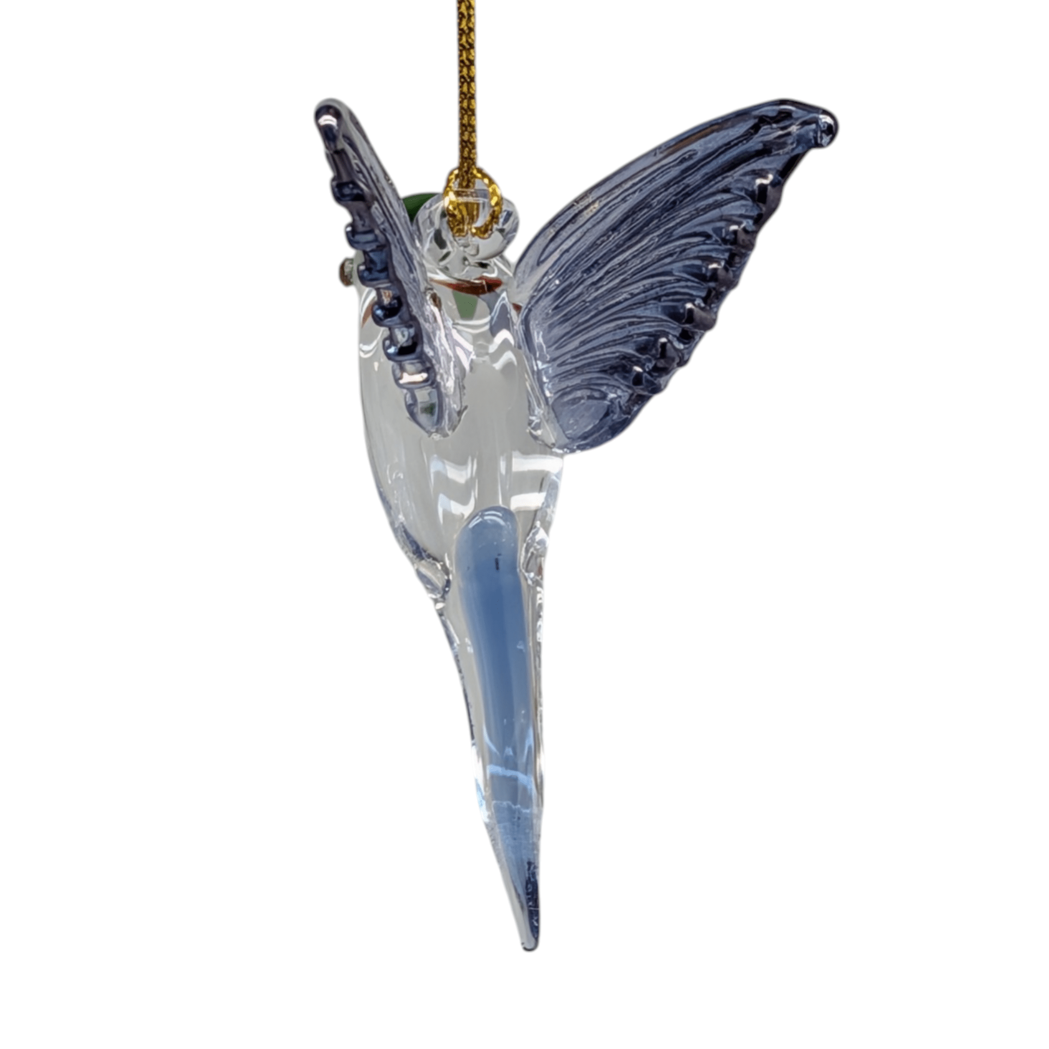 Feeding Hummingbird - Midsummer Blue - Egyptian Glass Ornament - Che Cose Belle