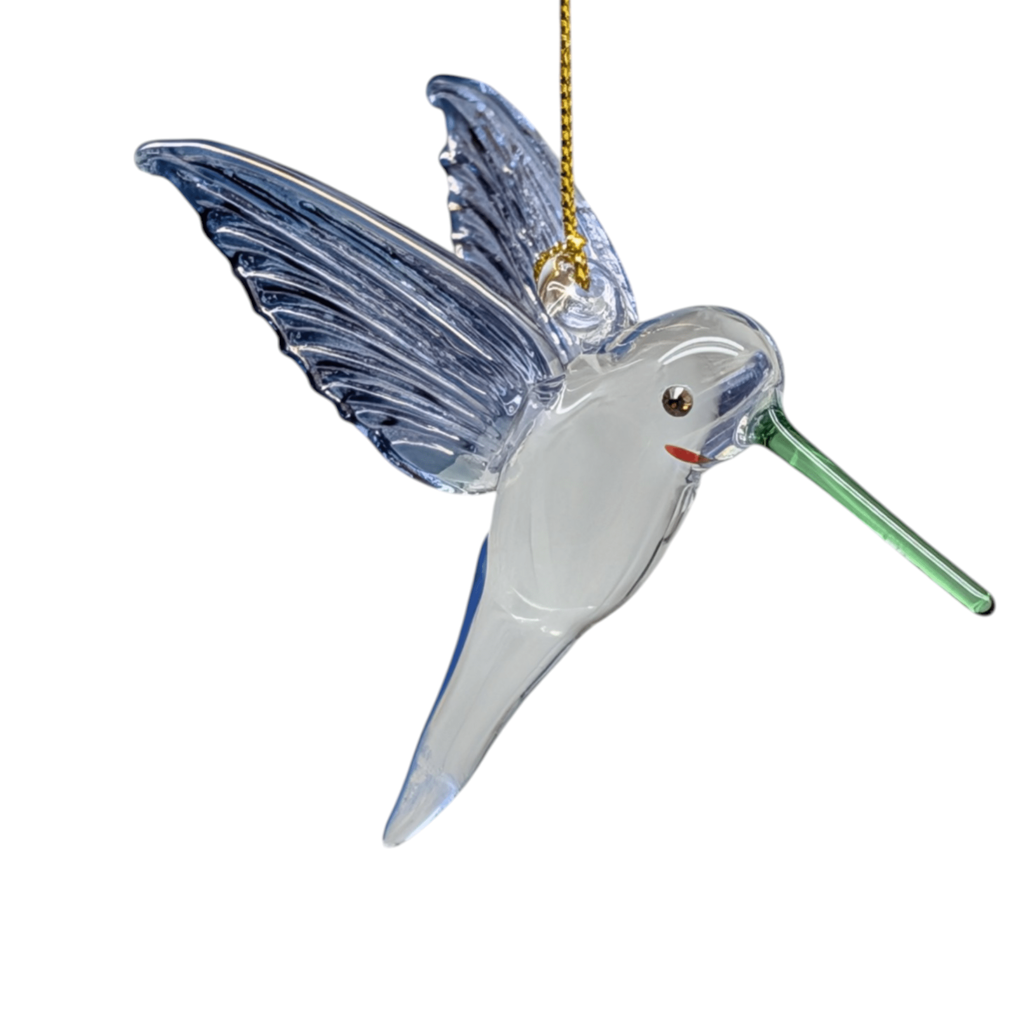 Feeding Hummingbird - Midsummer Blue - Egyptian Glass Ornament - Che Cose Belle