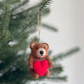 Felt Bear Holding Heart Ornament - Che Cose Belle