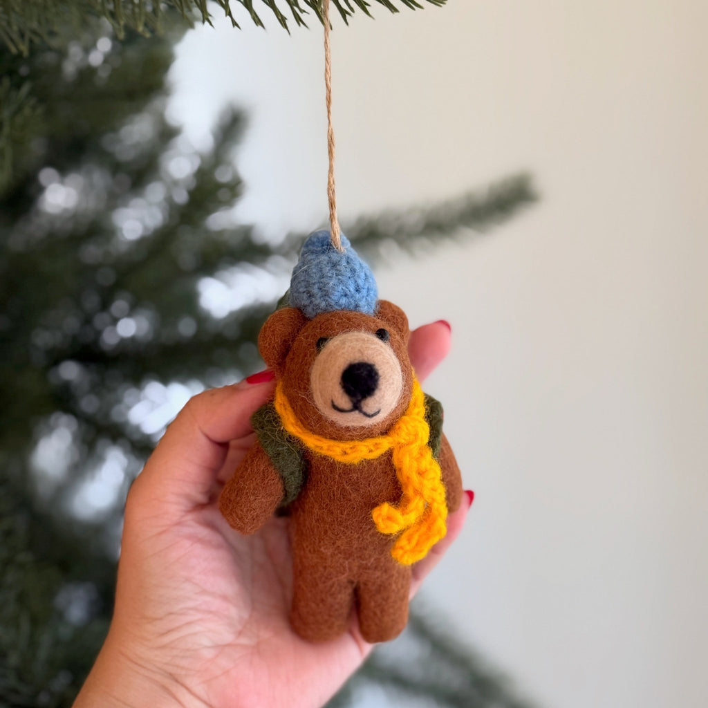 Felt Bear Trekking Ornament - Che Cose Belle