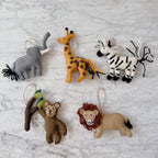 Felt Christmas Ornament Set of 5 - Safari Animals - Che Cose Belle