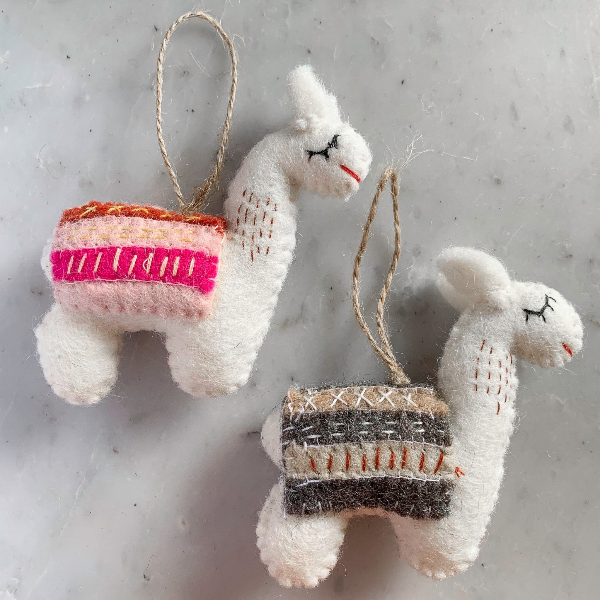 Felt Christmas Ornaments Set of 2 - Llamas - Che Cose Belle